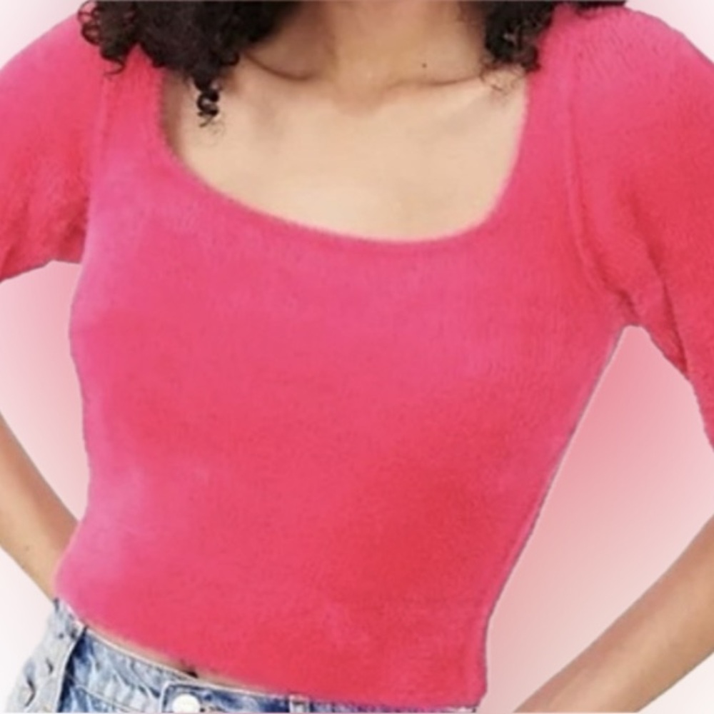 Free People Moonbeam Raspberry Pop Pink Pullover - Picture 2 of 7